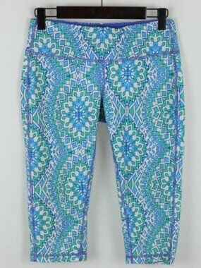 Prana Maison Women's Small Blue Green Mid Rise Crop Activewear Leggings